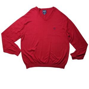 Chaps Cotton Cashmere Knit Sweater Mens XXL Red V-Neck Preppy